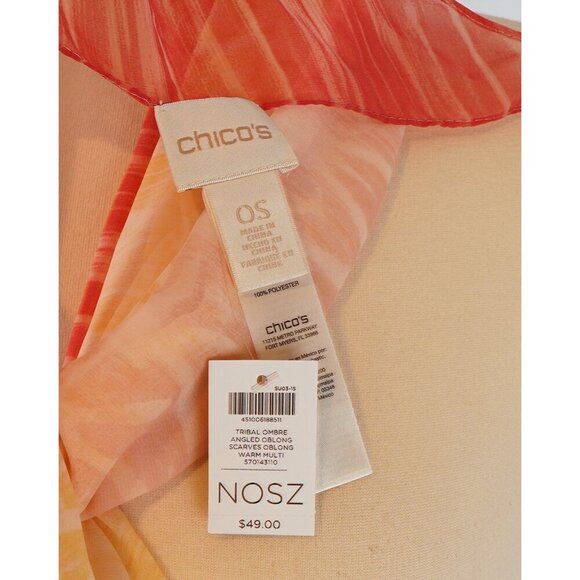 Chicos Salmon Yellow Ombre Angled Oblong Scarf/Sarong - NWT - Picture 5 of 6